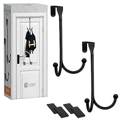 LEVAF 2-Pack Over The Door Hooks - with 2 Hang Heads & Snug Fit