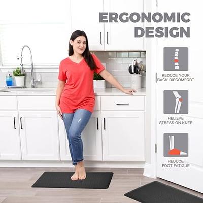 Black Anti-Fatigue Kitchen Rug Ergonomic Design Comfort Standing Desk Mat  Office