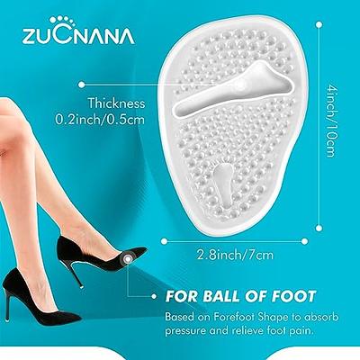 ZUCNANA Ball of Foot Cushions (2 Pairs Gel Shoe Inserts), Heel