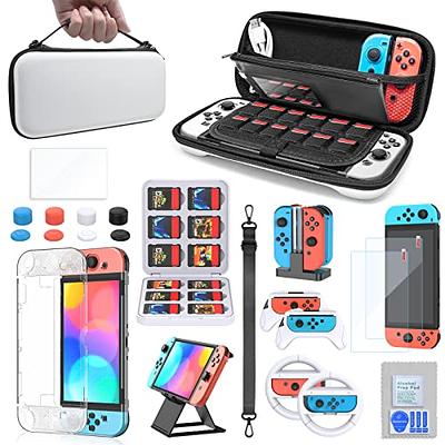 Accessories Bundle for Nintendo Switch OLED Model(2021): Super Kit with  Carrying Case, Screen Protector, Steering Wheels, Joycon Grips, Charging  Dock