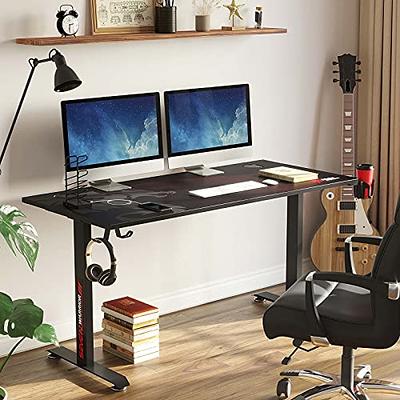  EUREKA ERGONOMIC Gaming Desk 55 Inch,PC Gaming Table, X Shaped  Gaming Computer Desk with Mouse Pad, Carbon Fiber Home Office Gamer Desk  with Cup Holder & Headphone Hook & Controller Stand,Black 