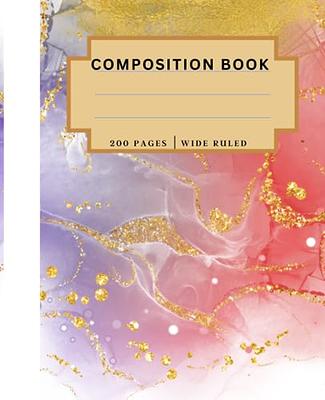 Composition Notebook: Beautiful Purple, Red & Gold, Watercolor Paint, Wide Ruled Journal: Composition Notebooks, Wide Rule paper, 100 sheets  (200  Red & Gold