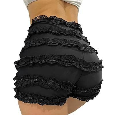 Women Y2k Cute Shorts Lace Layered Bodycon Bottoms Ruffles Frill