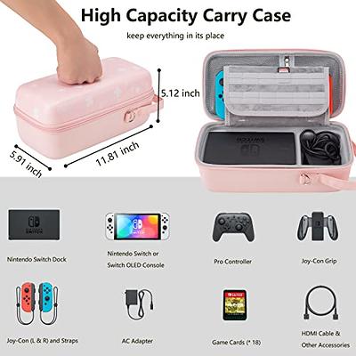 Orzly Carry Case Compatible with Nintendo Switch and New Switch OLED  Console - Black Protective Hard Portable Travel Carry Case Shell Pouch with  Pockets for Accessories and Games