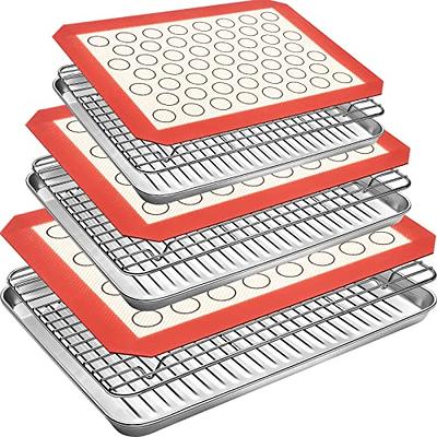 3 Piece Baking Set, Aluminum Half Sheet, Cooling Grid, Silicone