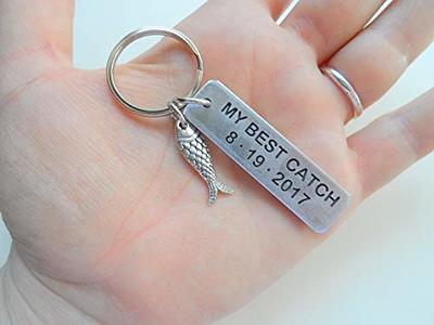 Silver Fish Keychain - You Are A Great Catch; Couples Keychain