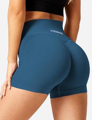 Buy YEOREO Women High Waist Workout Yoga Gym Smile Contour Seamless Cycling  Shorts, #1 Scrunch Blue, X-Small at