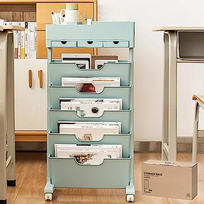 White Wooden Storage Cabinet Organizer with 4 Casters