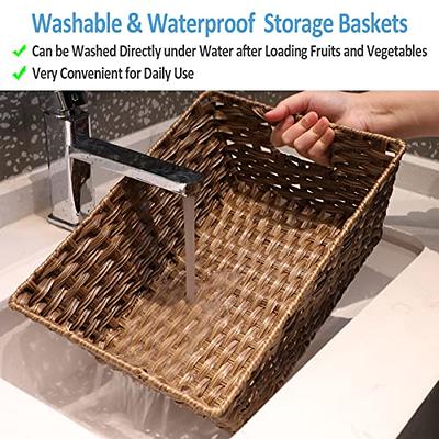 StorageWorks Seagrass Storage Baskets, Hand-Woven Open-Front Bins with, Pack