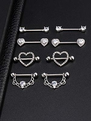  Tatuo 4 Pairs Stainless Steel Nipple Rings Tongue Ring Piercing  Body Jewelry Barbell CZ Heart Shape Rings for Women Girls (Gold Bar and  White Zirconia) : Clothing, Shoes & Jewelry