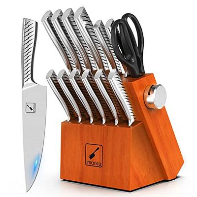 7-Piece Premium Walnut Kitchen Knife Set with Knife Block & Dual Knife  Sharpener, Master Maison German Stainless Steel Knives, Professional  Butcher Block Knife Set For Kitchen