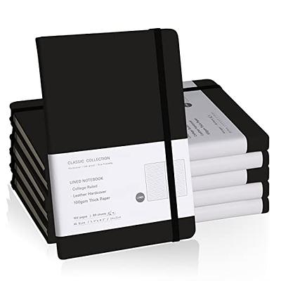 PAPERAGE Lined Journal Notebook, (Black), 160 Pages, Medium 160 Black