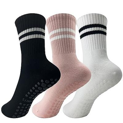 Zando 3 Pairs Long Pilates Grip Socks for Women Yoga Socks with Grips  Hospital Socks Grippy Socks Dance Socks 