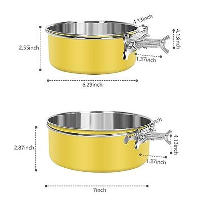 2 Pcs Large Pet Dog Food Water Bowls - Stainless Steel Hanging Kennel Bowls