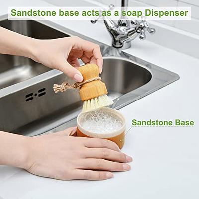 Dish Brush with Soap Dispenser, Kitchen Dish Scrubber Brush with