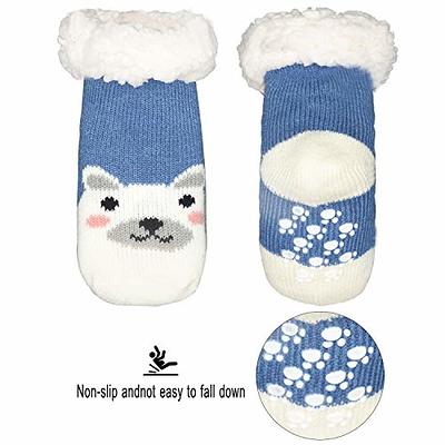 Kids Boys Girls Fuzzy Slipper Socks Soft Warm Thick Fleece Lined Christmas Stockings for Child Toddler Winter Home Socks