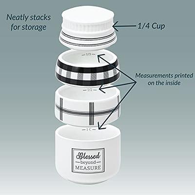 Pavilion - 6 x 3.5 Stackable Ceramic Mason Jar Measuring Cup Set Baking  Tools 1, 1/2, 1/3 & 1/4 Cup Measurements - Blessed Beyond Measure - Yahoo  Shopping