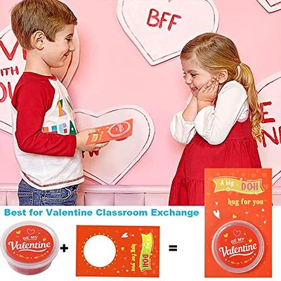 Kids Valentines Gifts Mini Pop Set - 12 Pack Valentine's Day Heart Boxes  with Fidget Keychains and Gift Cards for Kids School Class Exchange Gifts