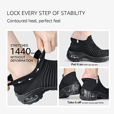 YHOON Women's Walking Shoes - Sock Sneakers Slip on Mesh Platform Air  Cushion Athletic Shoes Work Nurse Comfortable Black 5.5 : :  Clothing, Shoes & Accessories