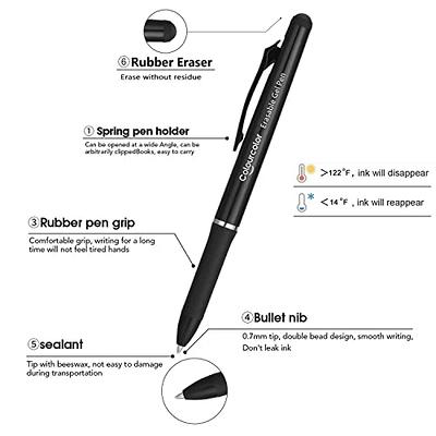 ParKoo Retractable Erasable Gel Pens 0.7 mm, No Need for White Out,12