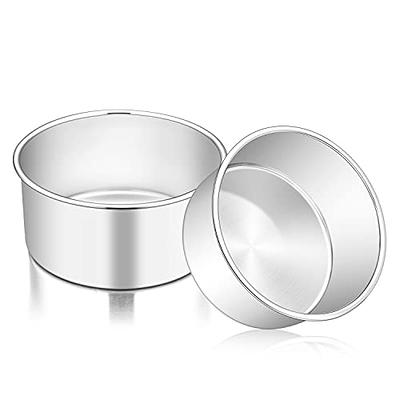 8 Inch Cake Pan Set of 4, P&P CHEF Stainless Steel Round Baking Pans Layer  Cake Pans Tin Set, Mirror Polished & Dishwasher Safe, Non Toxic & Healthy