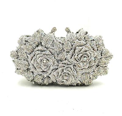 Silver Gold Bridal Clutch Purse Bag Luxury Wedding Rhinestone