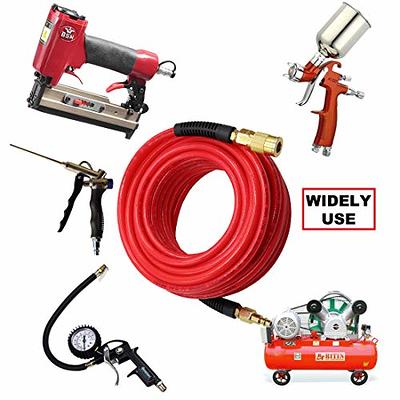 YOTOO Reinforced Polyurethane Air Hose 1/4 Inner Diameter by 50' Long,  Flexible, Heavy Duty Air Compressor Hose with Bend Restrictor, 1/4 Swivel  Industrial Quick Coupler and Plug, Red - Yahoo Shopping