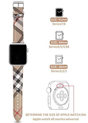 Luxury Designer Watch Band Compatible with Apple Watch 41mm 40mm 38mm, Soft  Leather Replacement Band Strap Watch Band for iWatch Series