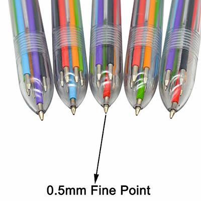 AnutriON 20 Pack Multicolor Ballpoint Pen 0.5mm 6-in-1 Colored Pens Fine  Point, Retractable Ballpoint Pens Bulk, Multi Colored Pens in One