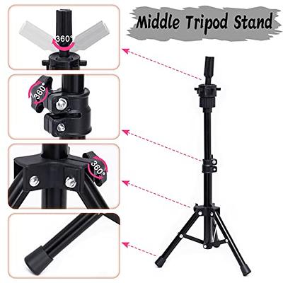 LIYATE Wig Stand Tripod with Head, Wig Head Stand with Mannequin Head, 23  Inch Wig Head, Mini Wig Stand Tripod for Mannequin Head, Wig Making Kit and