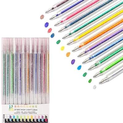 Topsnova Pens, Glitter Gel Pen Set, Glitter Gel Pens for Adult Coloring Book, Multicolor Gel Pens Glitter Markers No Fading, Topsnova Glitter Gel