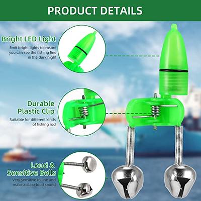 JZTang Fishing Bells with Lights 20 Pcs LED Night Fishing Lights 10 Pcs  Fishing Rod Bait Alarm Bell Green