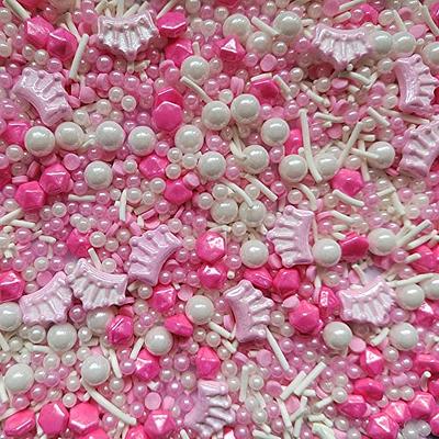 Edible Pink Crown Pearl Sugar Sprinkles Candy Mix Size Baking
