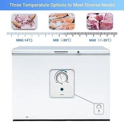 3.5 Cu.ft Chest Freezer Small Top Door Deep Freezer Mini Outdoor Chest  Freezers Upright with Removable Baskets, 7 Temperature Settings, White 