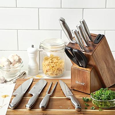 Aoibox 19-Piece Stainless Steel Kitchen Knife Set with Wooden Knife Block, Red