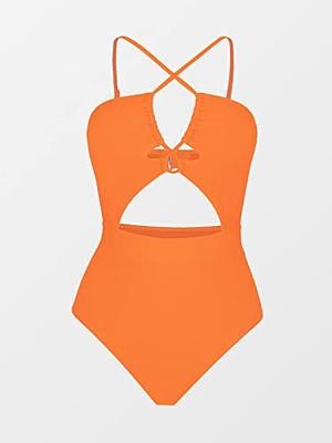 CUPSHE Womens Swimwear One Piece Swimsuit Plunge Neckline Cutout Criss  Cross Bathing Suit Small Orange - Yahoo Shopping