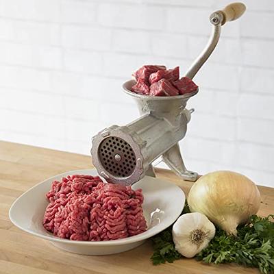 Cast Iron Table Mount Meat Grinder - Manual Mincer Includes Two 3/4  Cutting Disks and Sausage