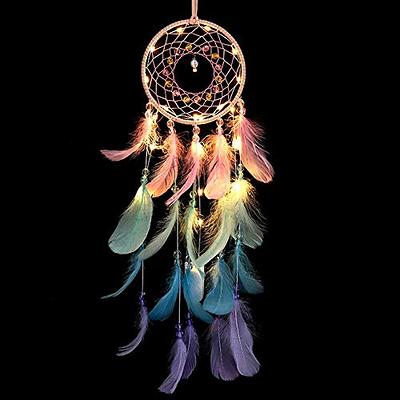 Dream Catcher Blue Tree Of Life With Feathers, Mobile Led Fairy