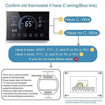 Programmable Smart Thermostat Compatible with Alexa Google Home,WiFi  Thermostat no c Wire Needed(with C Wire Adapter) Thermostats for Home Heat  and ac,24v (Black) - Yahoo Shopping