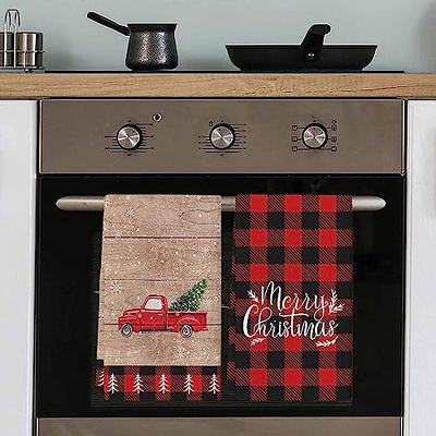 VDLBT Christmas Kitchen Towels Truck Snowflake Wood Grain Dish Cloth  Fingertip Bath Towel Red Buffalo Plaid Hand Drying Soft Tea Towel Set of 2  - Yahoo Shopping