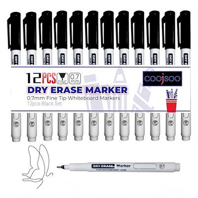 maxtek Black Dry Erase Markers Ultra Fine Tip, 0.7mm, Low Odor, Extra Fine  Point Dry Erase Markers for Planning Whiteboard, Calendar Boards