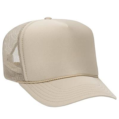 Top Headwear Blank Trucker Hat - Mens Trucker Hats Foam Mesh Snapback White/Beige