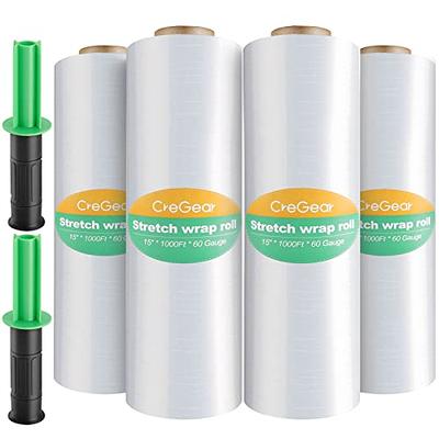 JARLINK Stretch Film, 15 Inch x 1000 Feet Shrink Wrap for Pallet Wrap,  Industrial Strength Stretch Wrap with Handles, Moving Wrapping Plastic  Roll, 60