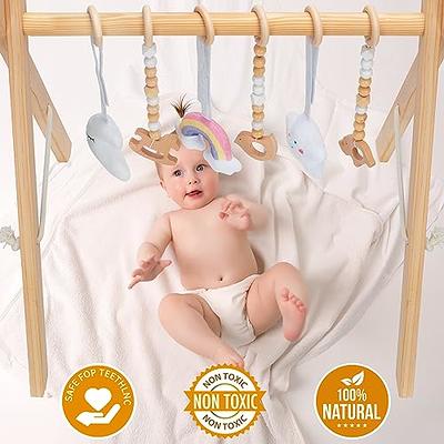  Wooden Baby Play Gym, WOOD CITY Foldable Baby Gym with 6  Hanging Sensory Toys for Infants Activity, Newborn Gifts for Baby Girl and  Boy (Natural Wood) : Baby