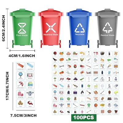 CALEST 4Pcs Mini Trash Can Toy, with 100pcs Recycle Sorting Cards, Garbage  Truck's Trash Cans, The Mini Trash can Model can simulate Garbage  Classification,Mini Curbside Vehicle Garbage Bin Trashcan - Yahoo Shopping