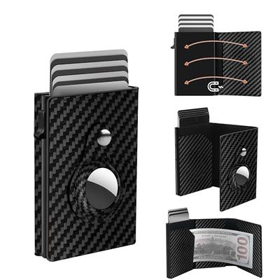 YWHBK Card Holder, Men Credit Card Holder, Slim Card Case Front Pocket  Anti-theft-RFID Auto Pop up Travel Thin Wallets for Men, Carbon Fiber  Black( Double Layer* Hold 12-14 Cards ), Minimalist 