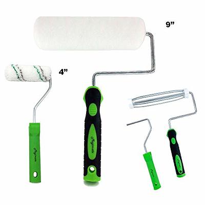Pilot Fish 11pcs Wall Paint Roller Brush with Roller Covers Kit, 4'' Professional Wall Painting Roller Brush Tools Roller Paint Brush for Home Repair