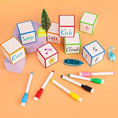 RuDily 8 Pcs Dry Erase Blocks Set Dry Erase Blank Foam Dice Dry Erase Cubes  with