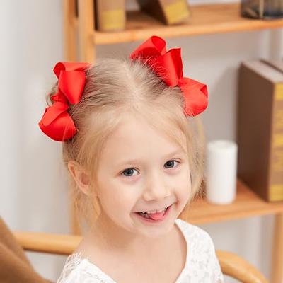  Cute 3.2 Pink Assorted Velvet Bow Hair Clips for Baby Girls,  Toddlers, Kids, and Teens - 2 Pack : Baby