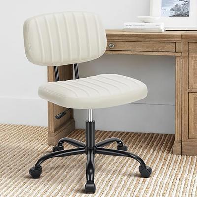 YOUTASTE Office Chair Modern Armless Desk Chair, Height Adjustable Swivel Rocking Computer Task Chair, Faux Leather Sewing Chairs with Wheels